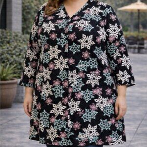 Dream Crest Womens 3X Snowflake Fleece Robe Nightgown Pajama Lounge Winter